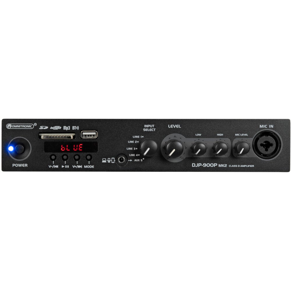 Omnitronic DJP-900P MK2 klasse-D versterker met Bluetooth & mediaspeler