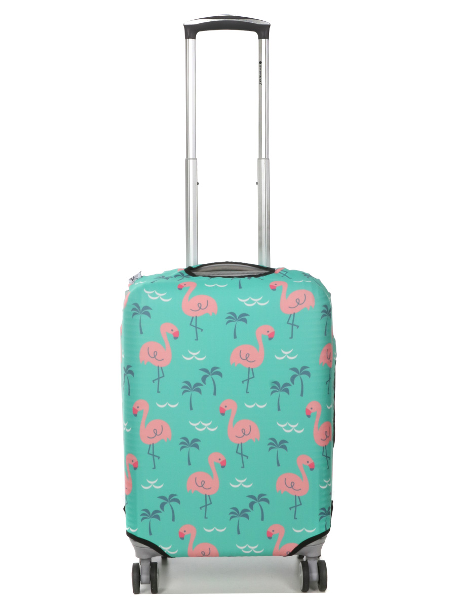 Housse de valise Periea Green with Pink Flamingos S