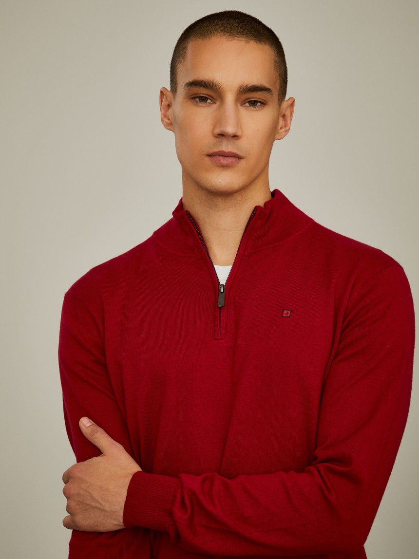Camisola com fecho em algodão e caxemira