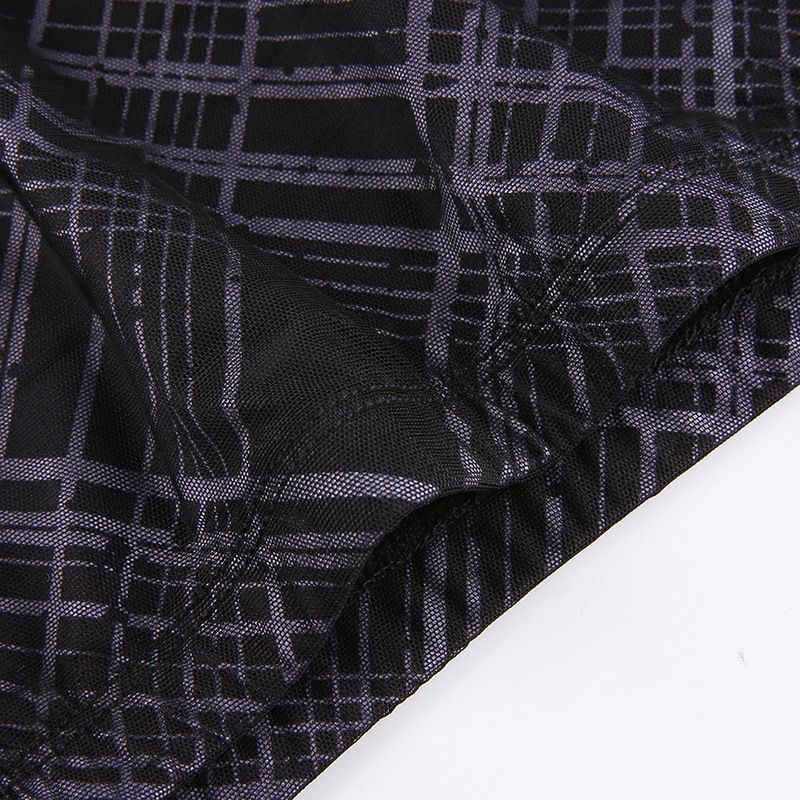 BrickBlack - Geruite mesh maxi-kokerrok