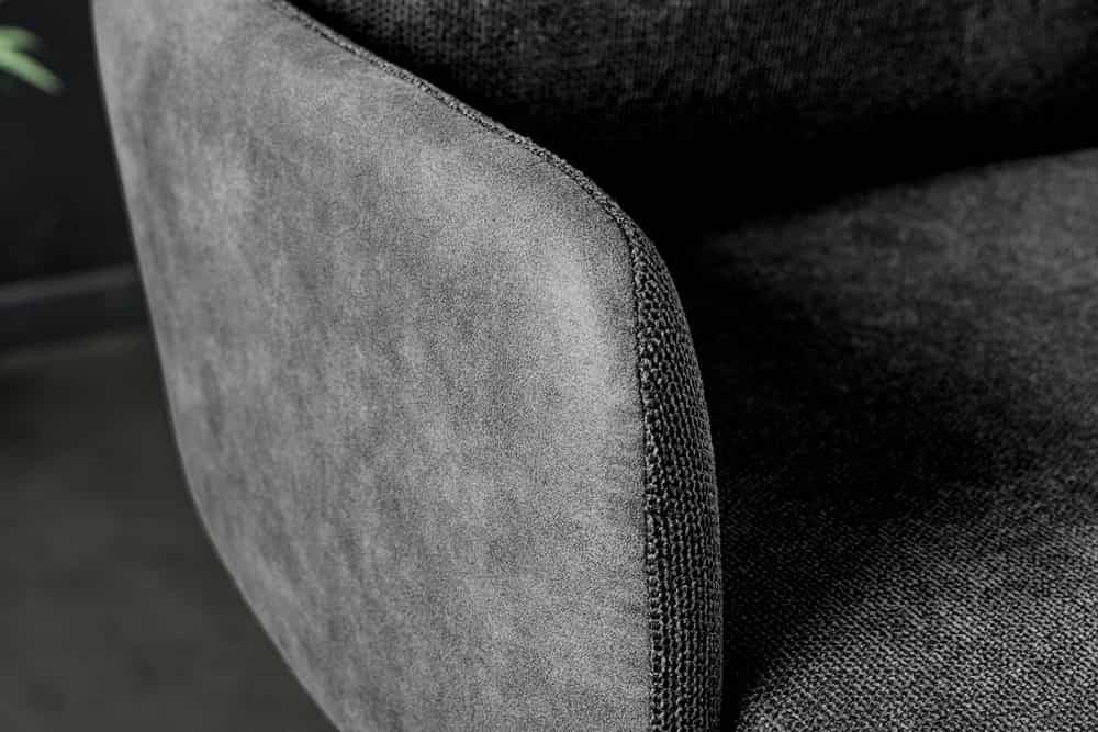 Drehbarer Design Barhocker BIG GEORGE anthrazit Samt Taschenfederkern mit Armlehnen