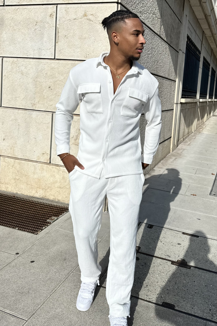 Ensemble 2 pièces chemise + pantalon blanc