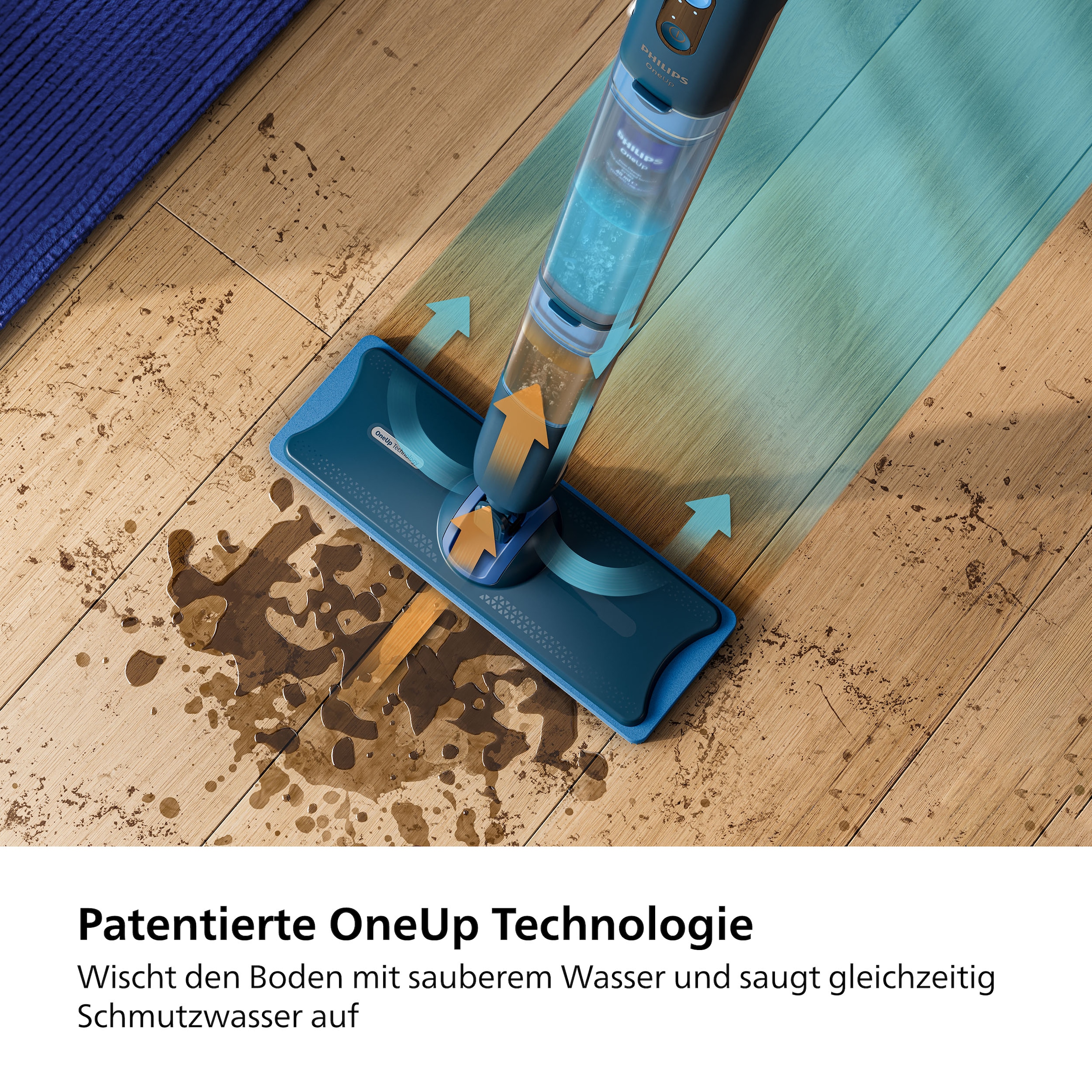 Philips Mikrofaserpad »OneUp Ersatzpad XV1882/20« (Mikrofaser 12 cmx35 cm 2 Stk. tlg. für empfindliche und nicht saugfähige Hartböden (Holzböden) geeignet