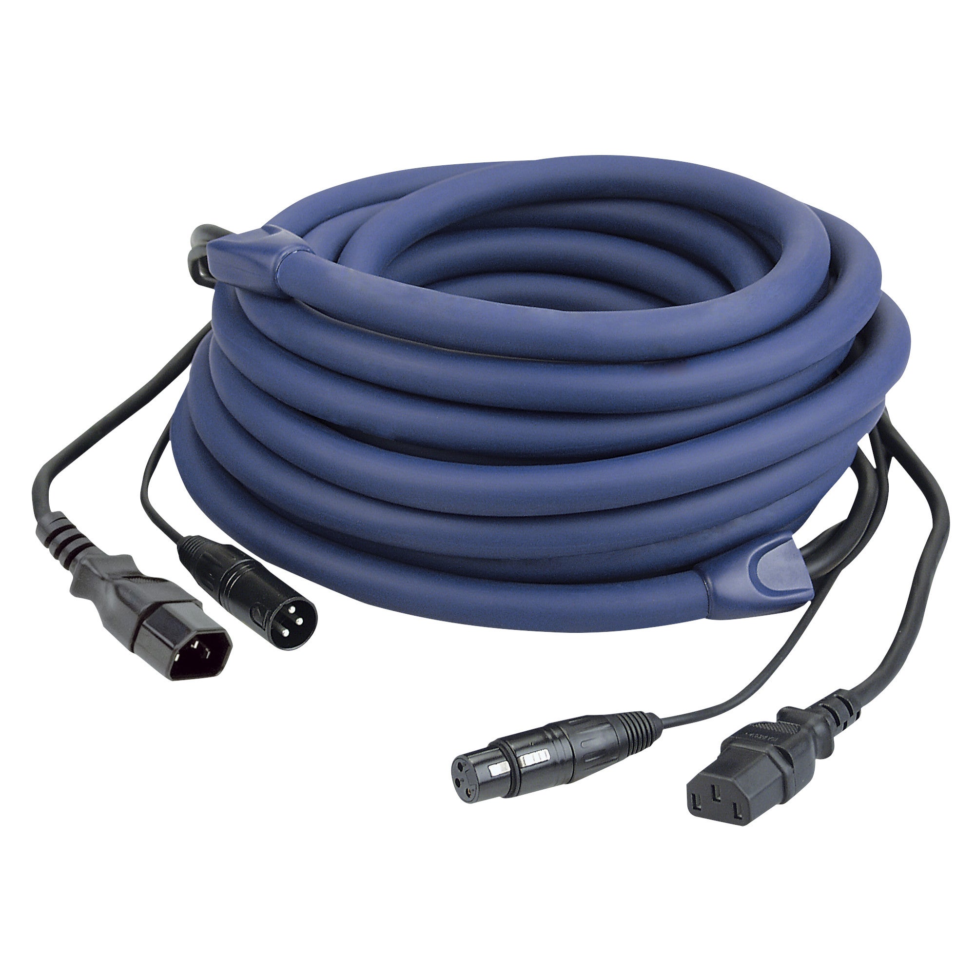 DAP FP12 IEC & XLR male - IEC & XLR female 6 meter blauw