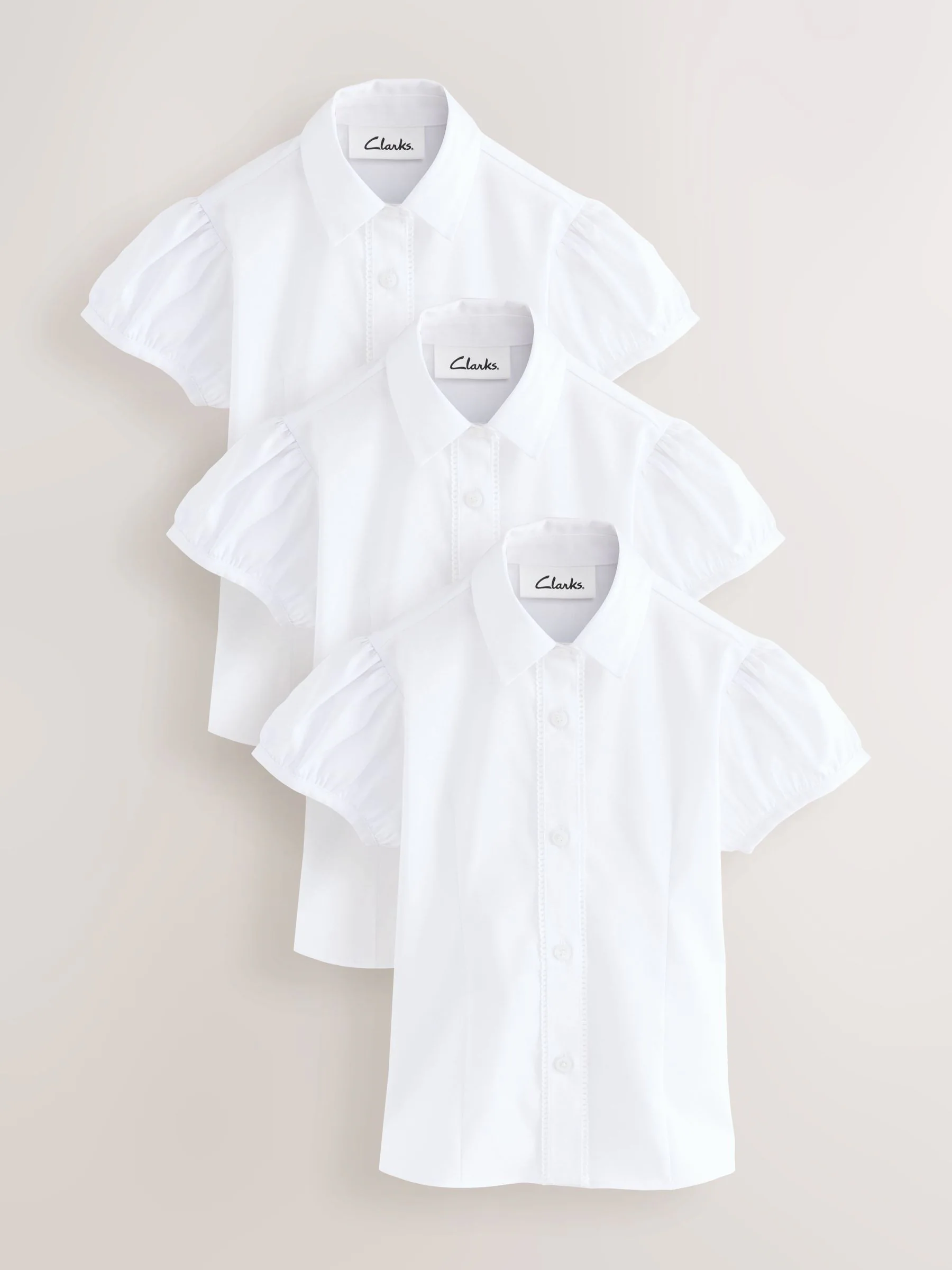 Clarks Fitted Short Sleeve School Shirts 3 Pack