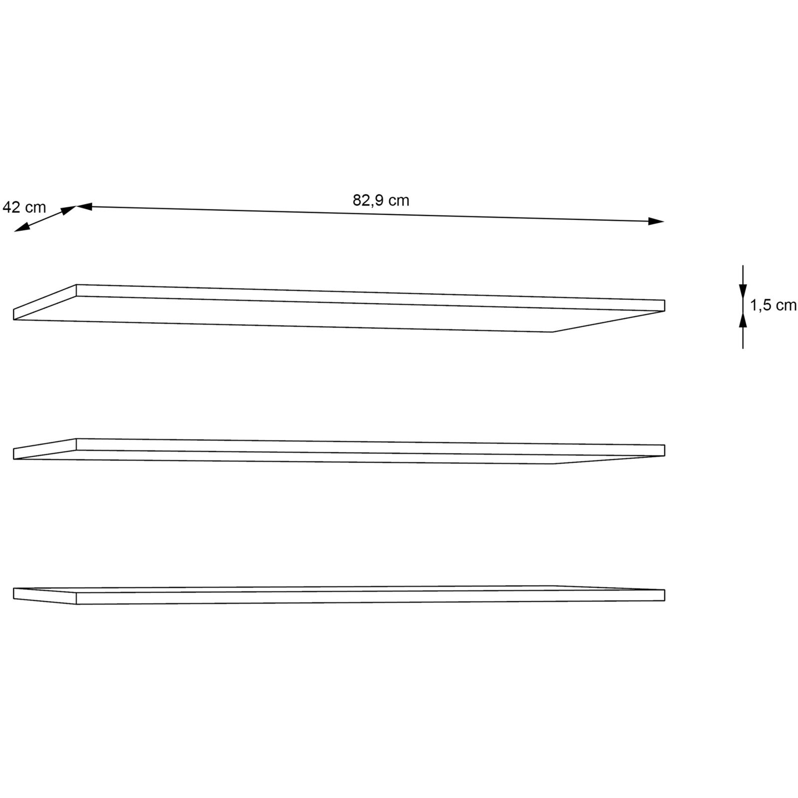 Tablar 3er Set für Juwel 83 cm