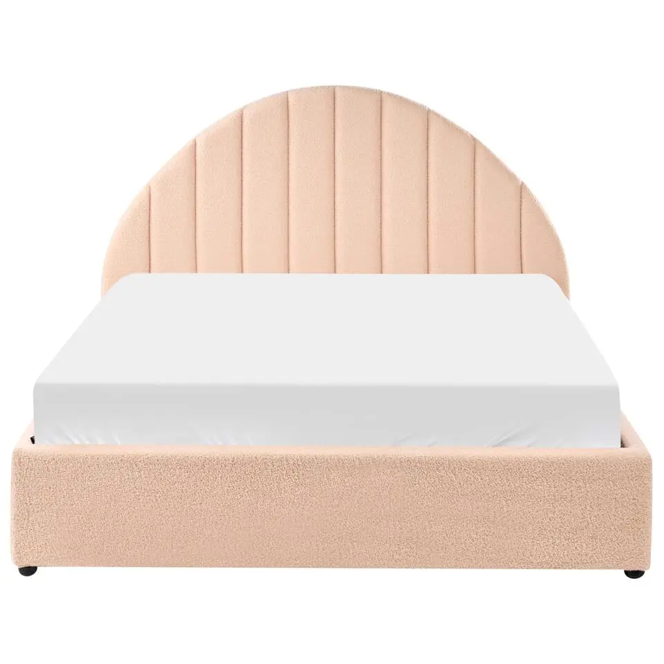 CHADENET - Bed met opbergruimte - Perzikroze - 140 x 200 cm - Bouclé