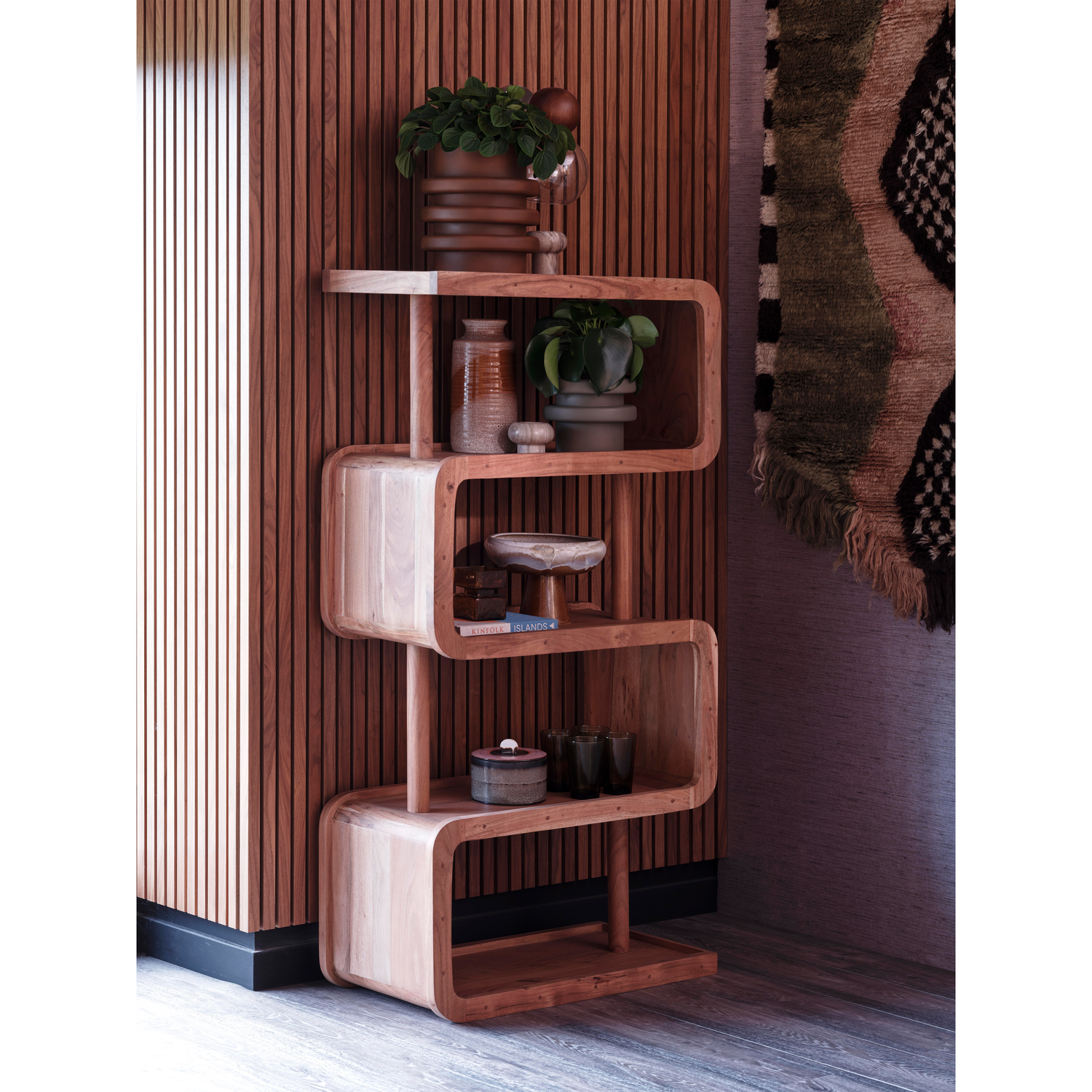 WOOOD Rattle Open Kast - Hout - Naturel - 160x82x40
