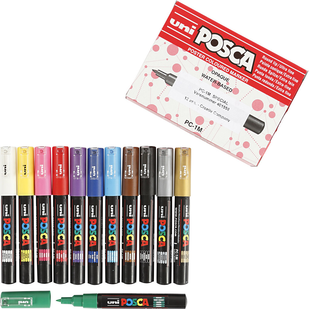 Posca Tusch - Nr. Pc-1M - Tykkelse 0,7 MM - 12 Farver
