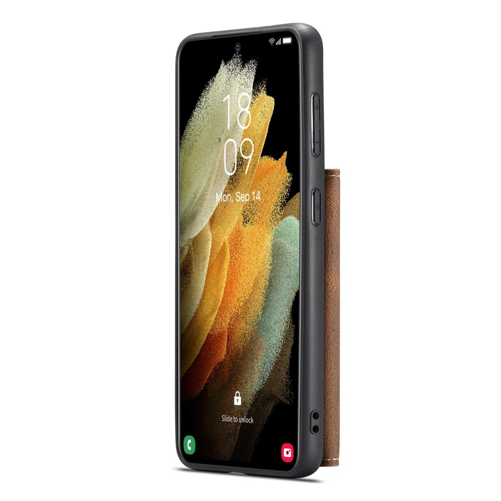 2in1 Samsung Galaxy S21 FE 5G Leder Hülle Wallet   Magnetisches Kreditkartenfach - Braun