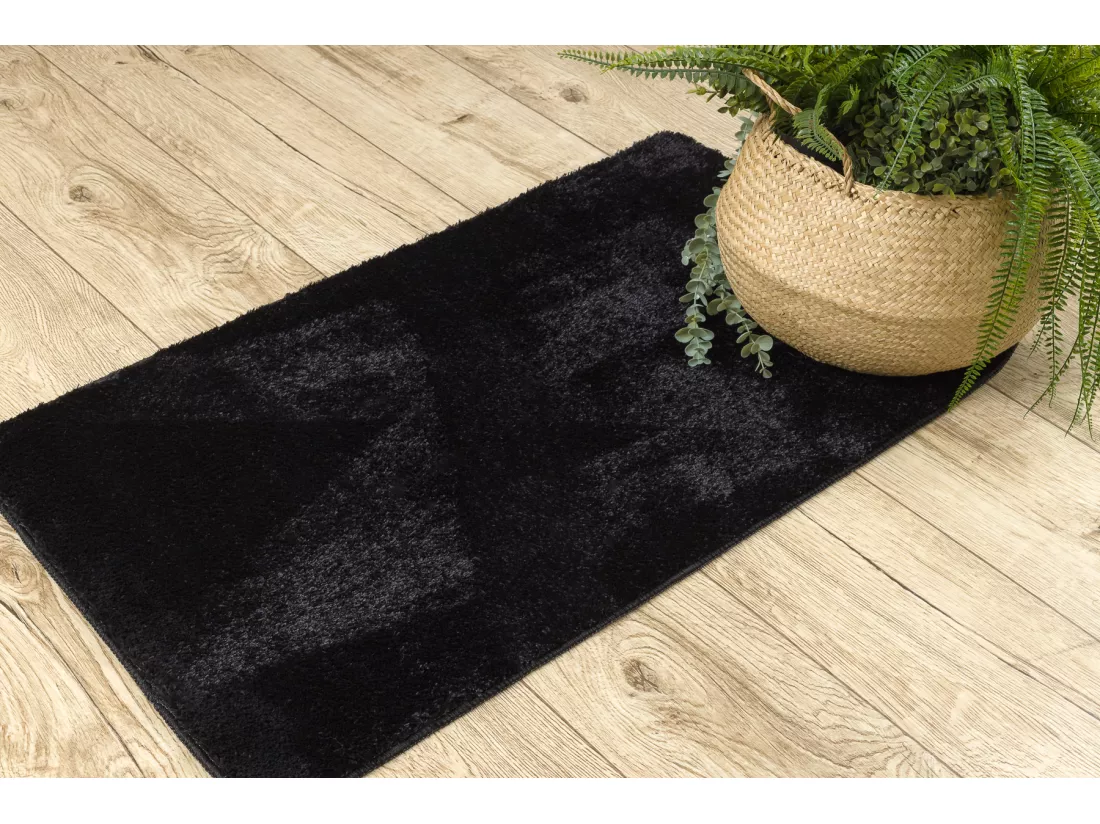 Tapis de salle de bain SANTA, plaine, antidérapant, doux - noir 50x80 cm