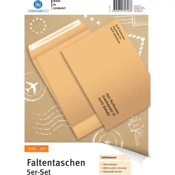 Faltentasche DIN C4 ohne Fenster