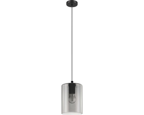 Hanglamp, 1-lichts, HxØ 110x16 cm, zwart/rookglas/transparant