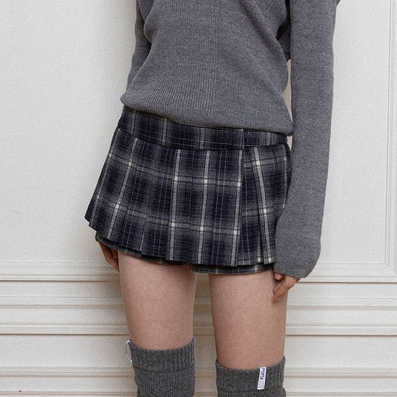 Genrovia - Geruite geplooide skorts met gemiddelde taille