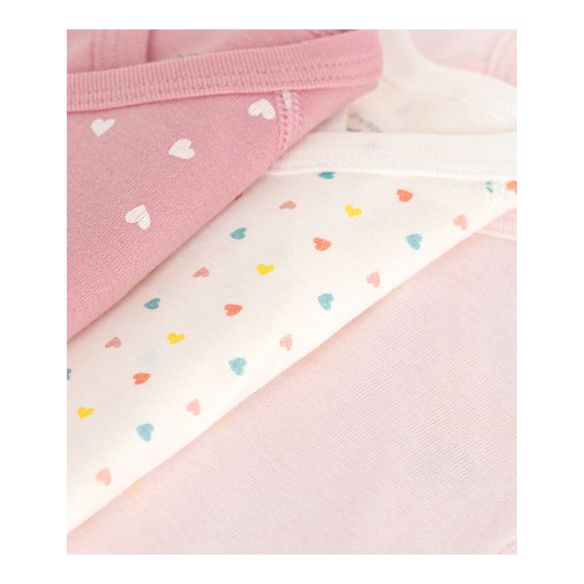 Petit Bateau 3er-Pack Wickelbodys langarm Herzen weiß/rosa