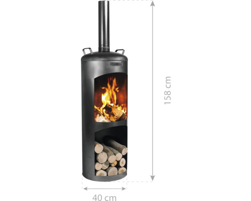 Grill open haard houtskoolgrill Faro Cook King 40 x 158 cm zwart