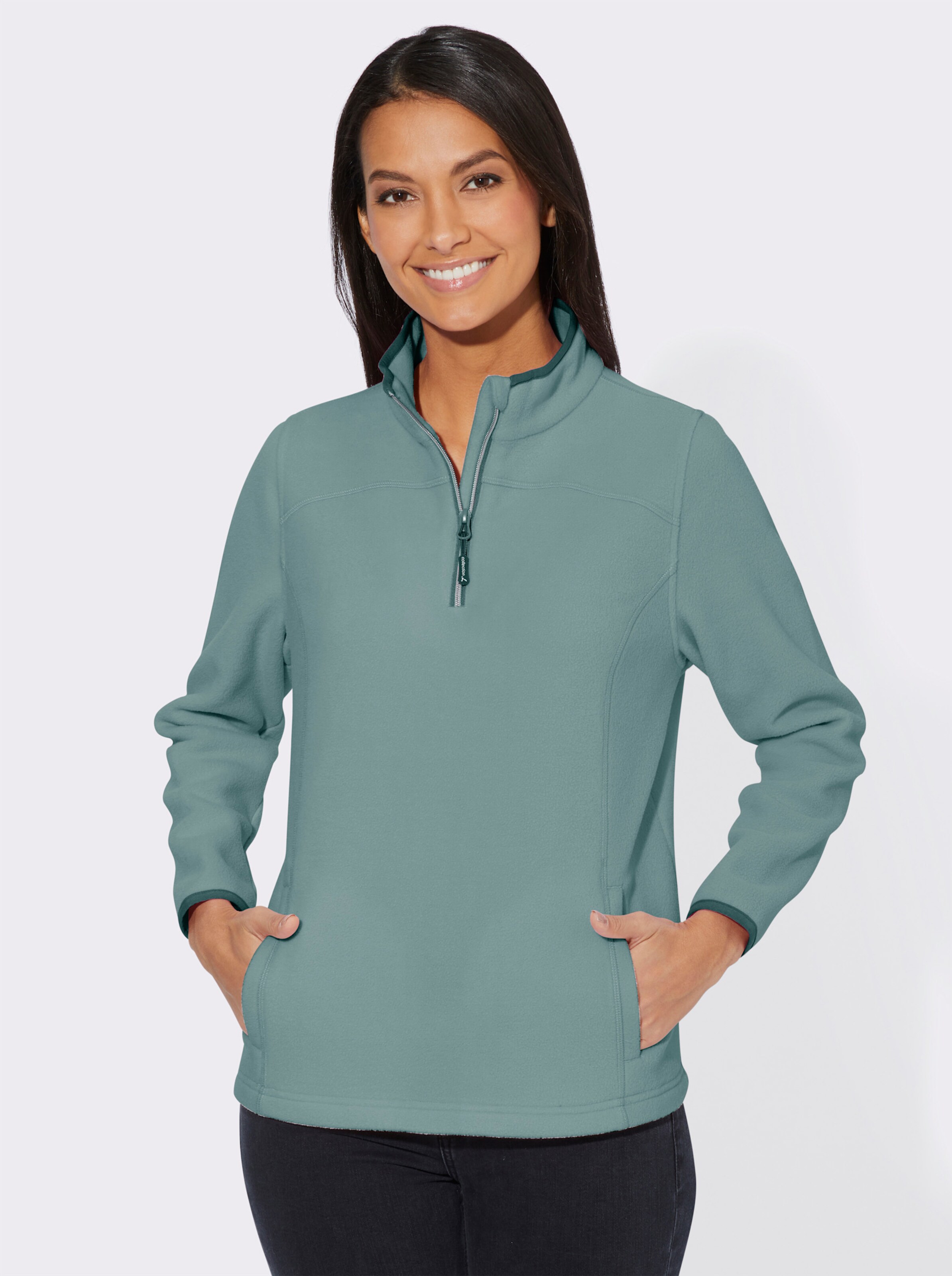 Fleeceshirt mit Stehkragen