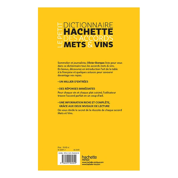 Livre Le petit dictionnaire Mets et vins Hachette pratique