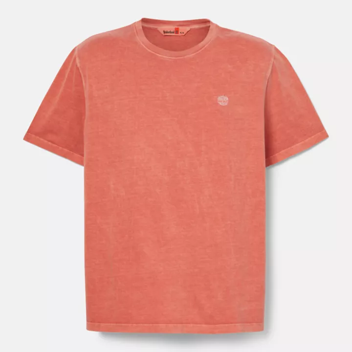T-shirt teint en pièce pour homme en orange clair