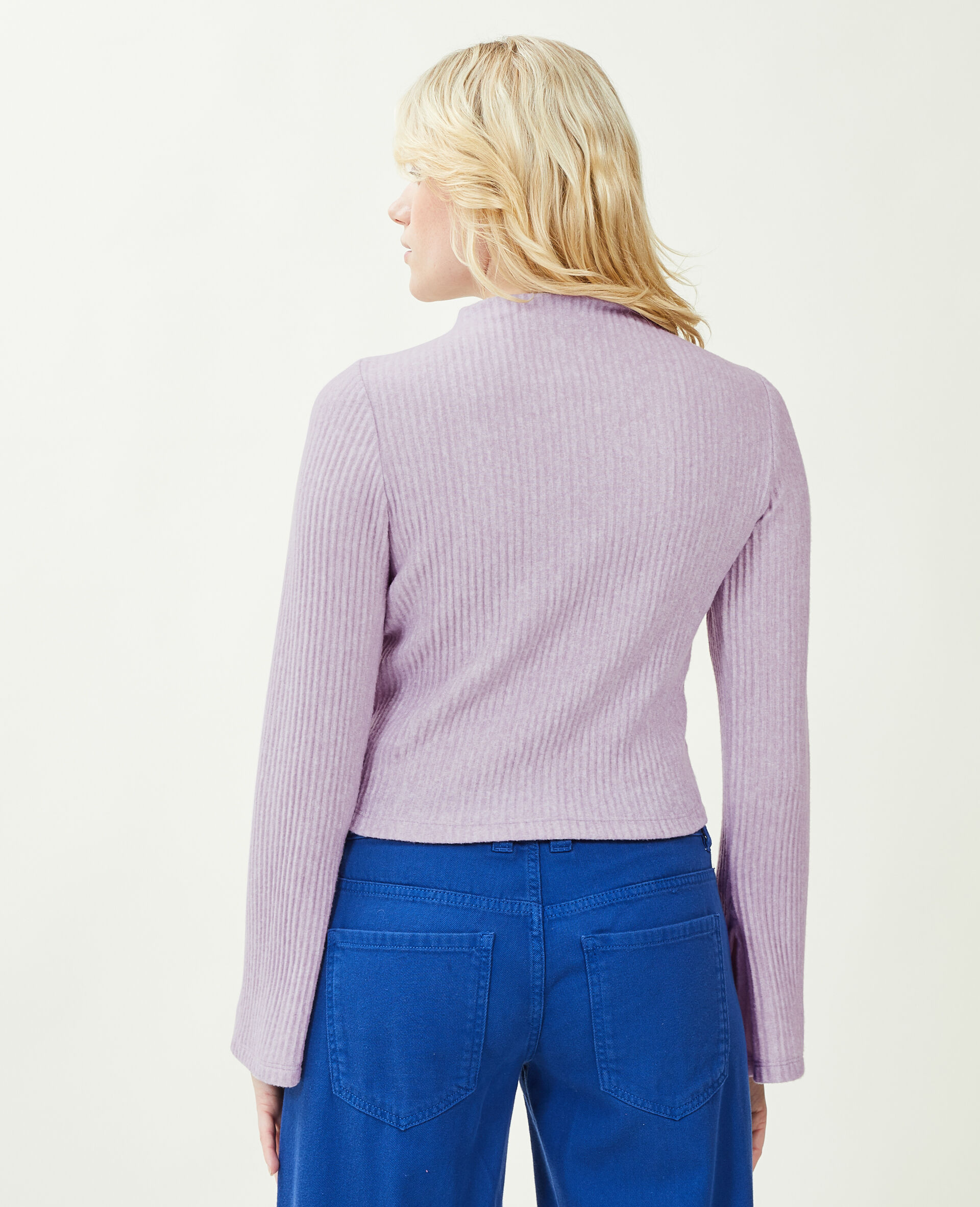 Top manches flare maille plissée - Violet