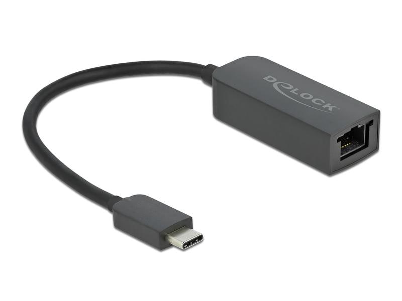 Delock Netzwerk-Adapter USB-C – RJ45 2.5Gbps schwarz, kompa Delock Adapter USB Type-C Stecker zu 2.5 Gigabit LAN kompakt