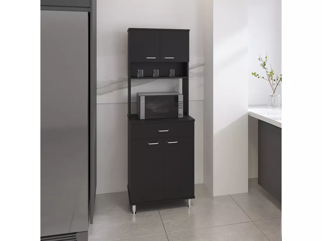Meuble Della en mélamine, avec tiroir sur rail métallique, 168.91 cm X 59.94 cm X 35.30 cm , Noir