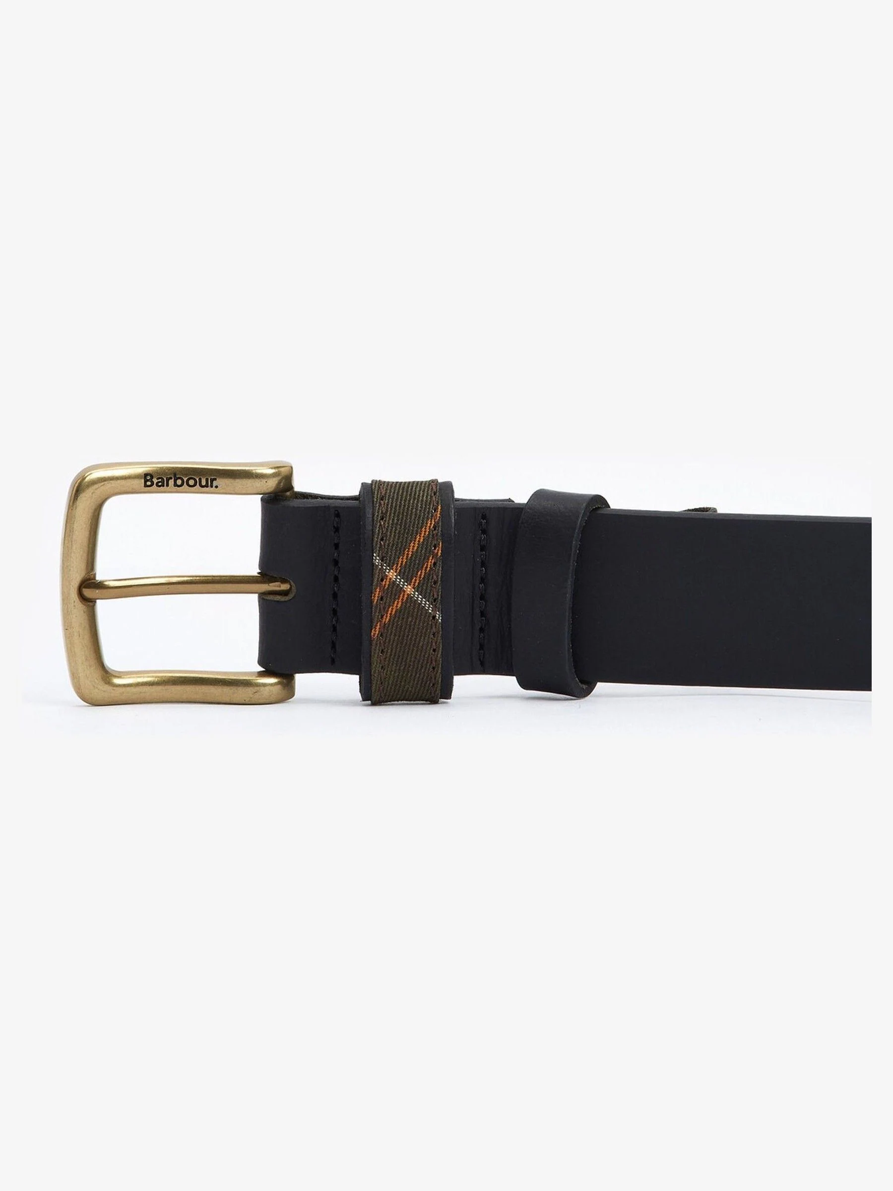 Zwart - Barbour® Esk Leren Tartan Riem