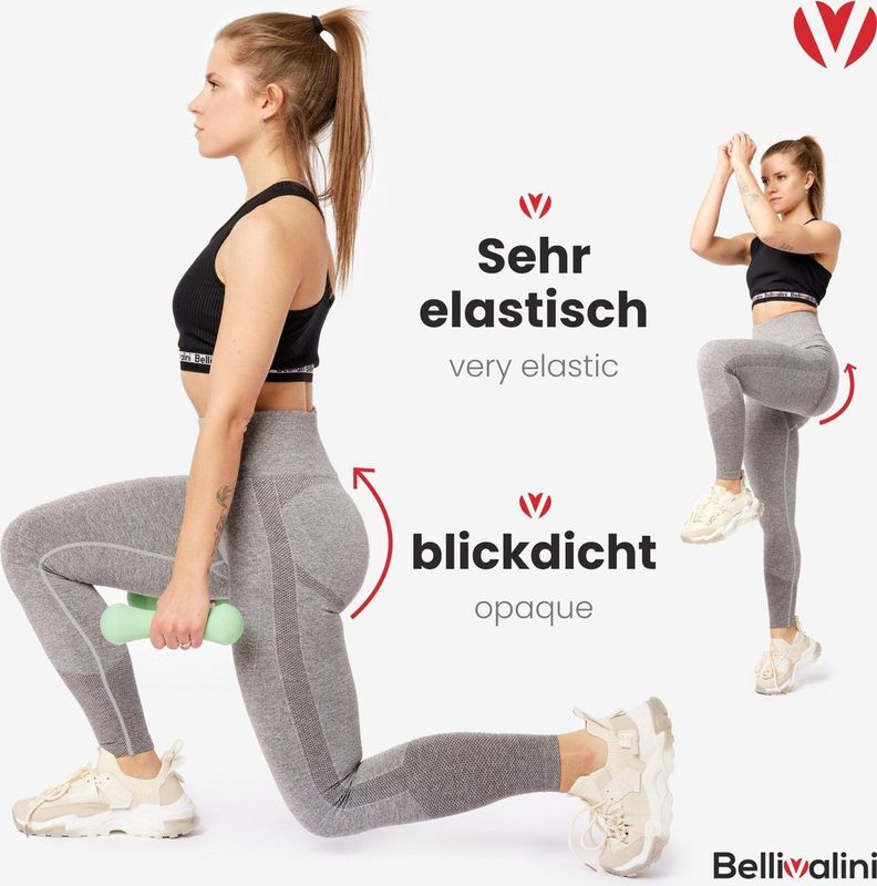 Bellivalini - BLV-BLV50-254-LE - Dames Leggings - Donker Grijs Gemêleerd - Push Up - High Waist - Sportbroek - Lang