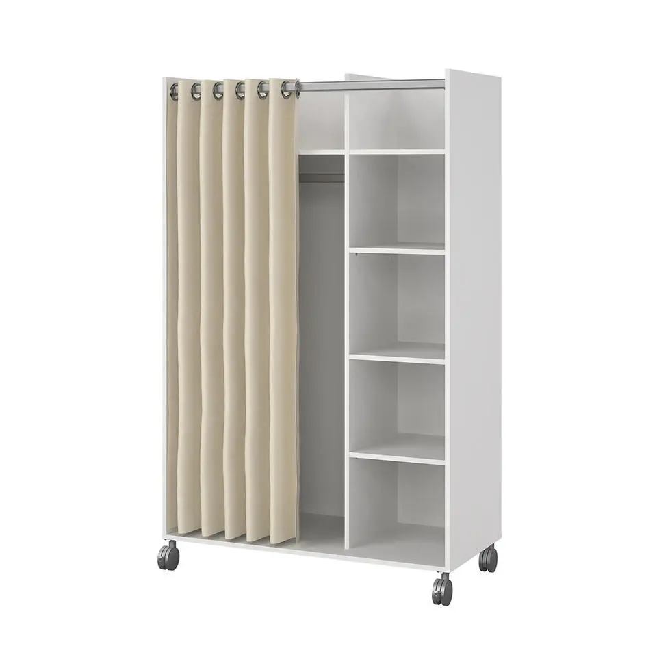 Hioshop Kit kledingkast 160x100x49cm- Open- garderobesysteem wit- beige