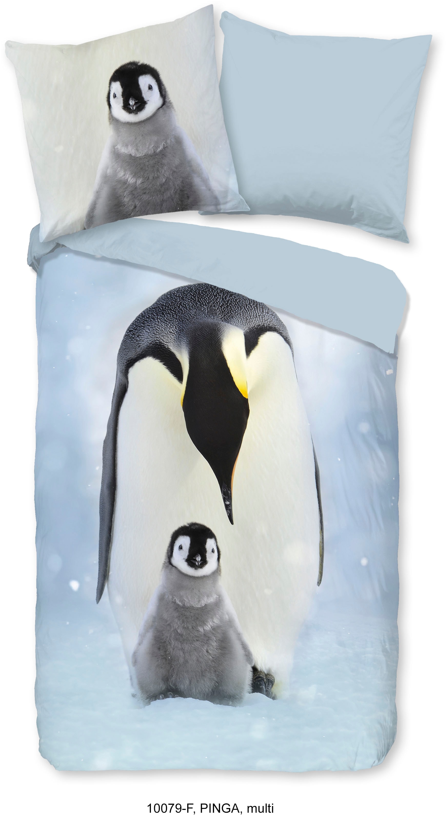 good morning Wendebettwäsche »Pinga« 2 Stk. tlg. Flanell, Biber, Winter, Warm, Reissverschluss, Wende, Pinguine, Schnee