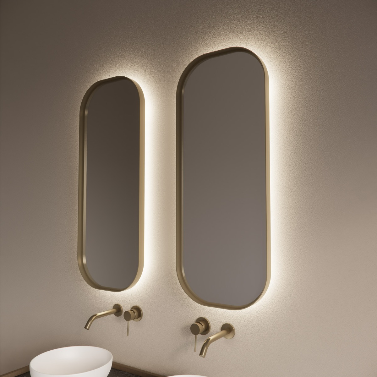 Gliss Design Plato spiegel met LED-verlichting 40x100cm mat goud