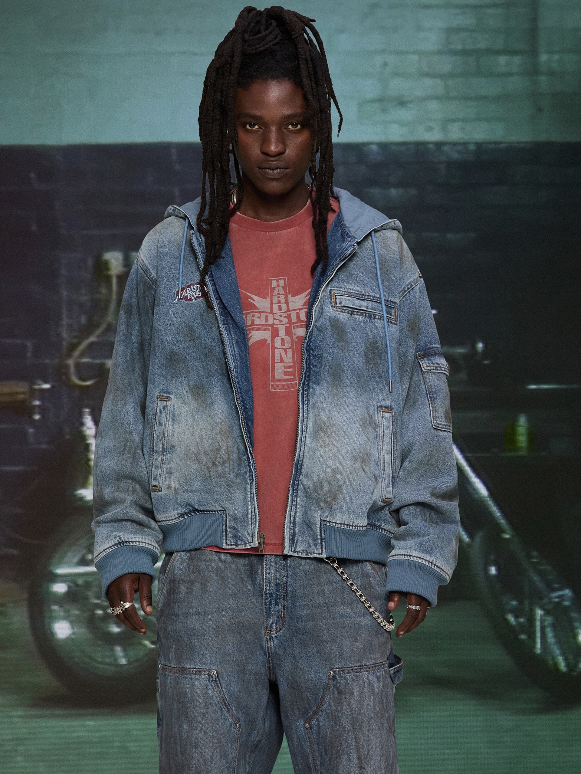 Jaqueta com capuz em jeans HARDSTONE