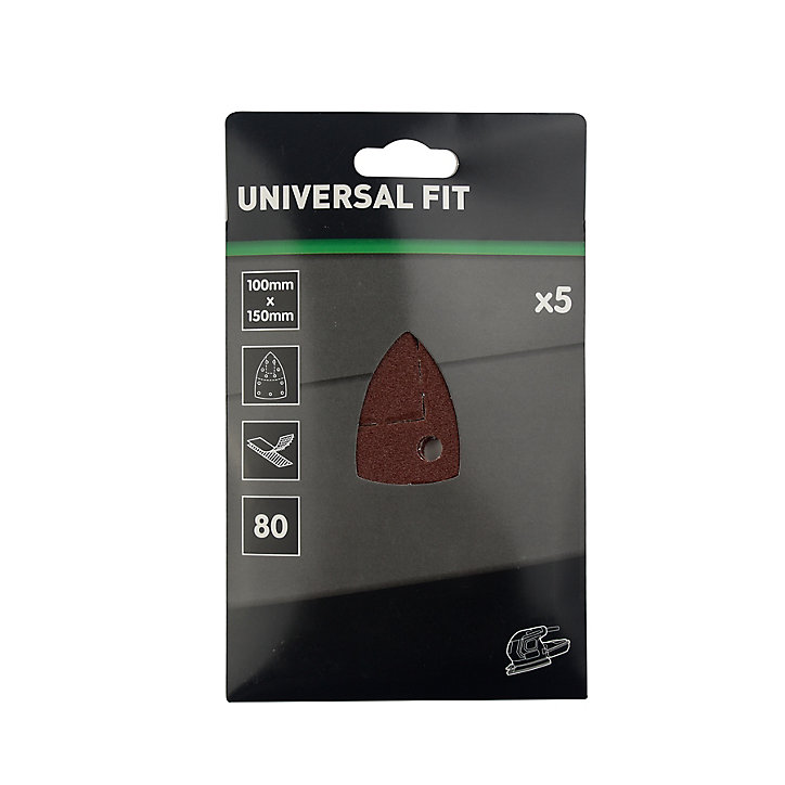Abrasif pour ponceuse triangulaire Universal 150 x 100 mm, Grain 80 - 5 pièces