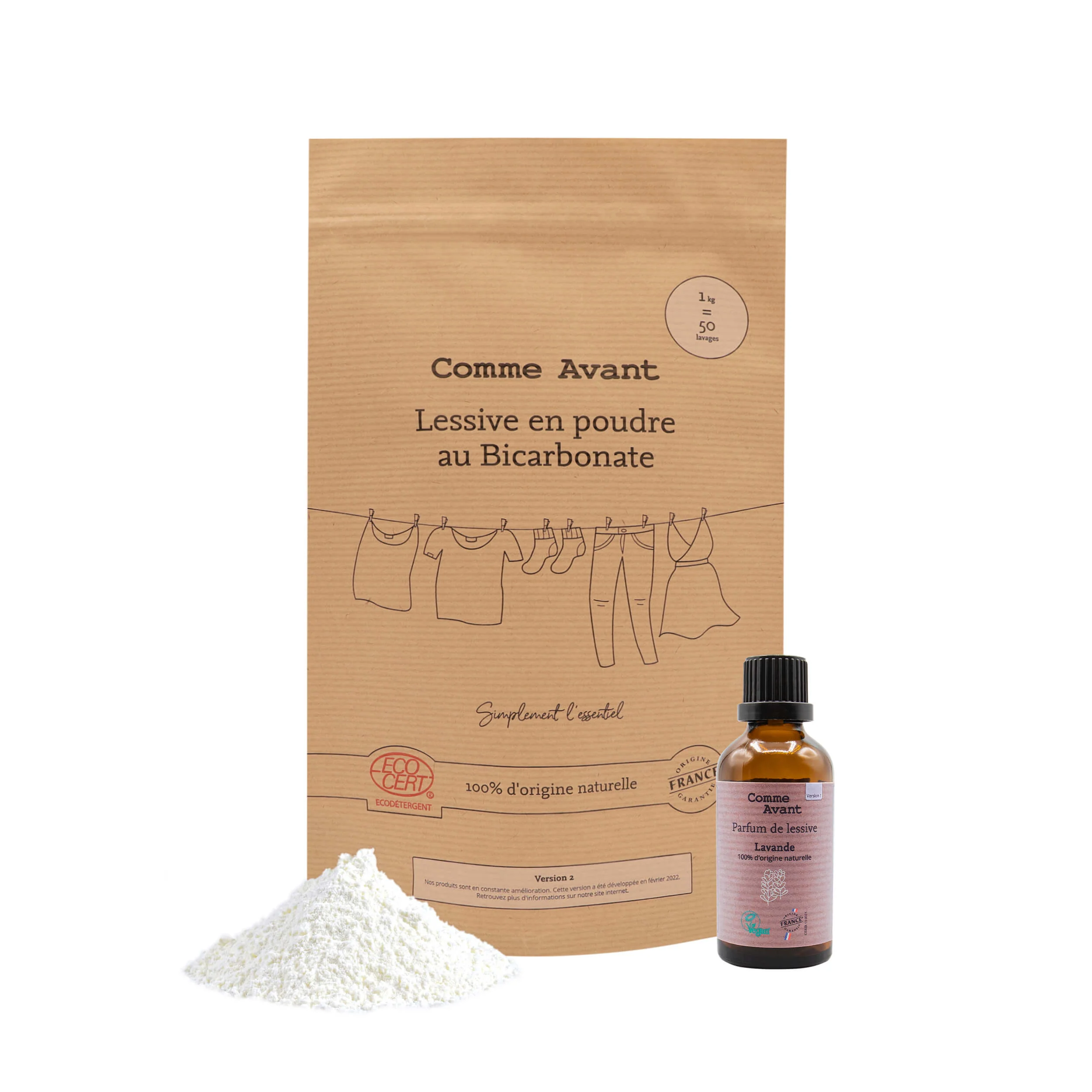 Lessive en poudre au bicarbonate - Version 2 - 1 lessive - 1kg / Aucun