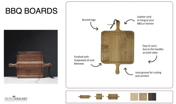 DutchDeluxes BBQ Board Smoked Oak XL Square Smoked oak