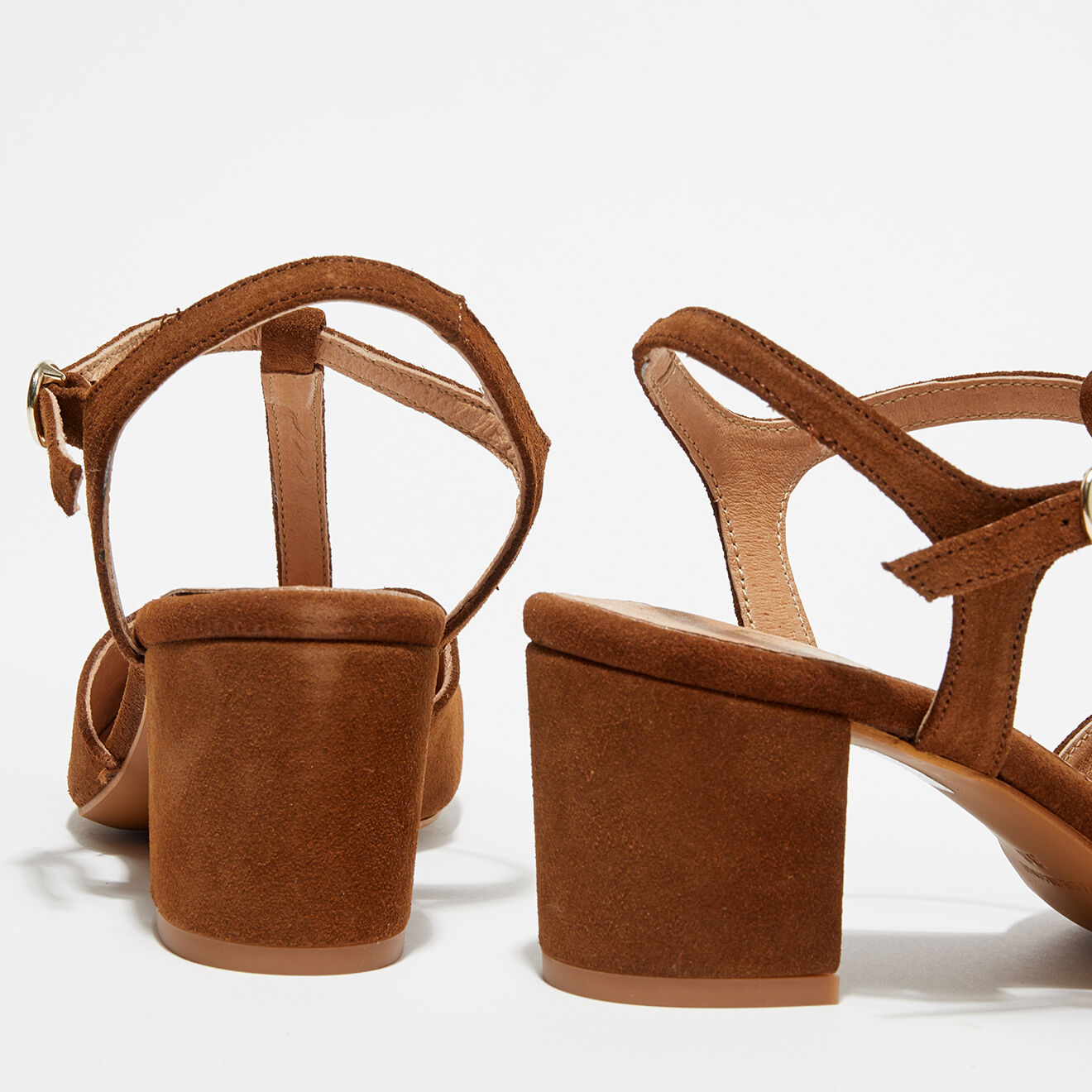 Apologie Salomés en Velours de Cuir Tessa camel - Talon 7 cm