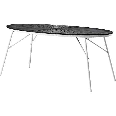 Kerteminde sort/hvid-nonwood havebord 180 x 90 cm