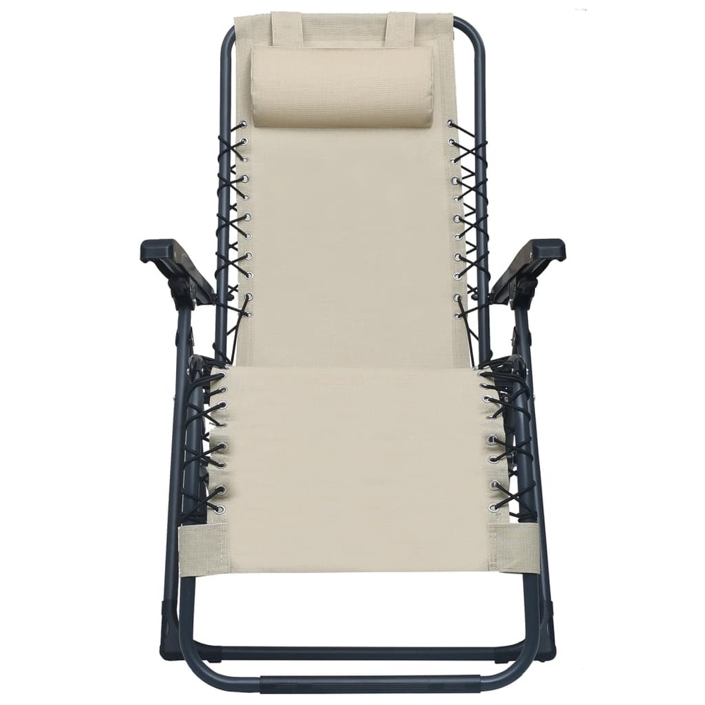 Lot de deux chaises pliables de terrasse textilène crème