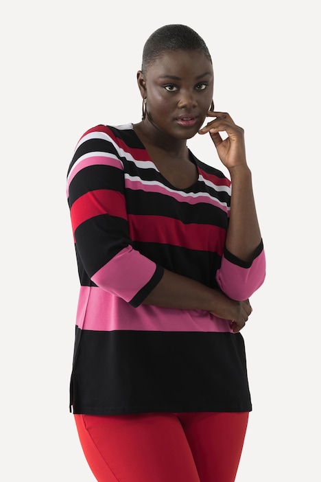 Shirt, Ringel, Rundhals, 3/4-Arm, Pima Cotton