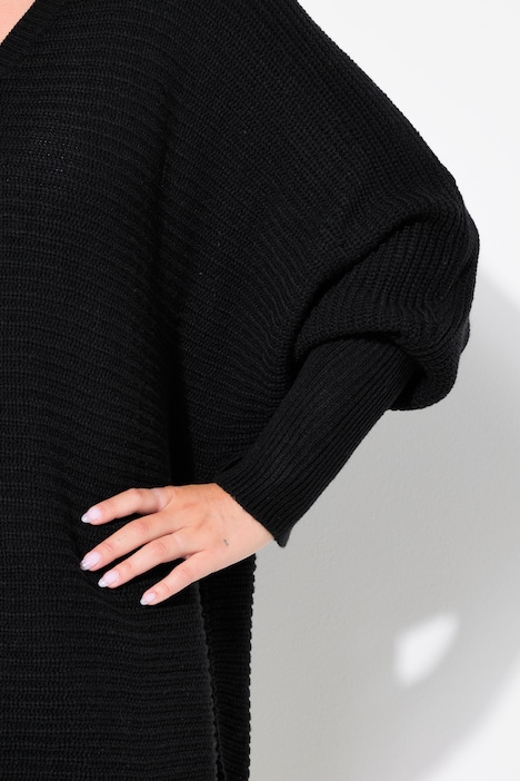 Pullover, Poncho-Look, V-Ausschnitt