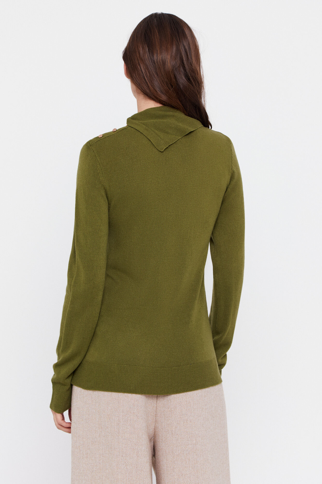 Camisa de malha macia com botões - Verde