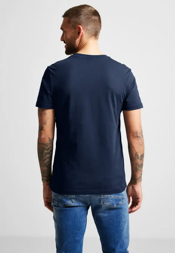 Basic T-Shirt in Unifarbe - navy blue