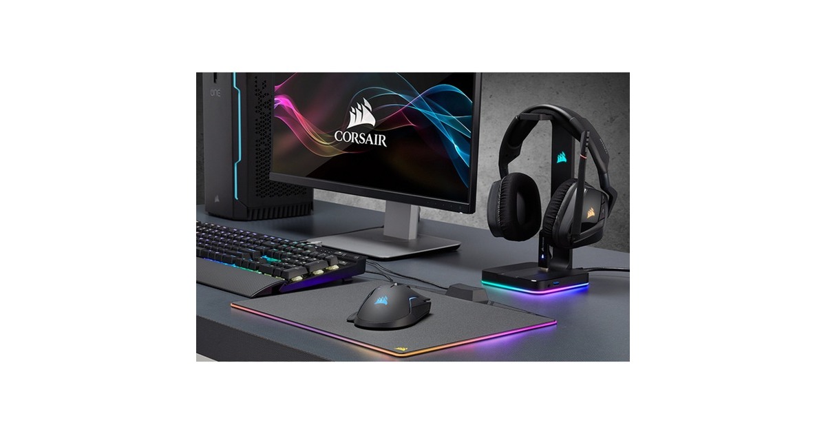 CorsairST100 RGB Premium Headset Stand met 7.1 Surround Sound houder  (Zwart)