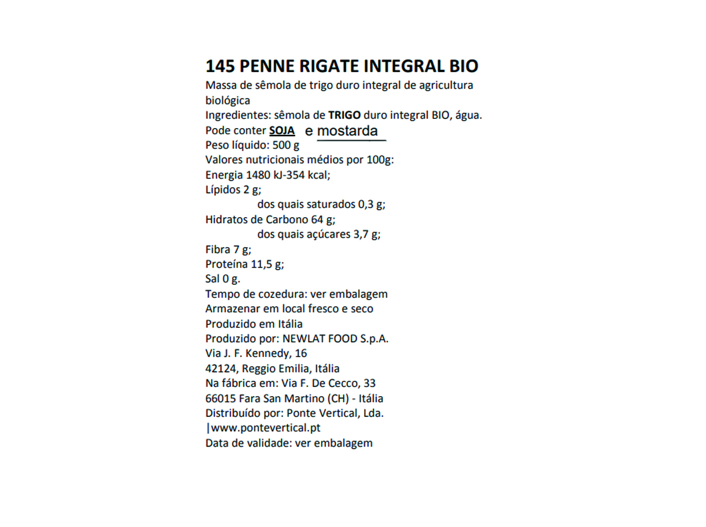 MASSA PENNE INTEGRAL DELVERDE BIO 500G