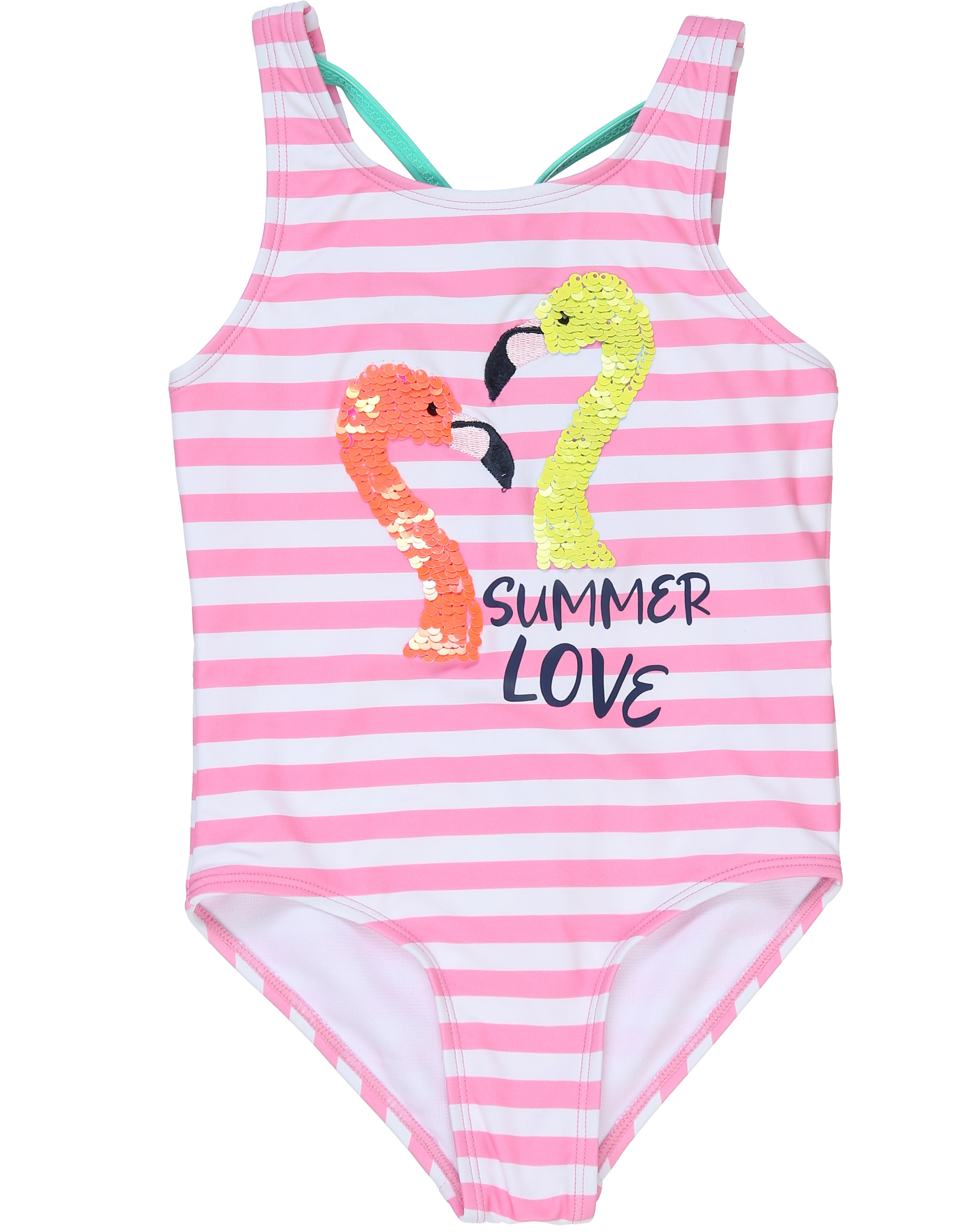Badeanzug FLAMINGO gestreift in pink/weiß