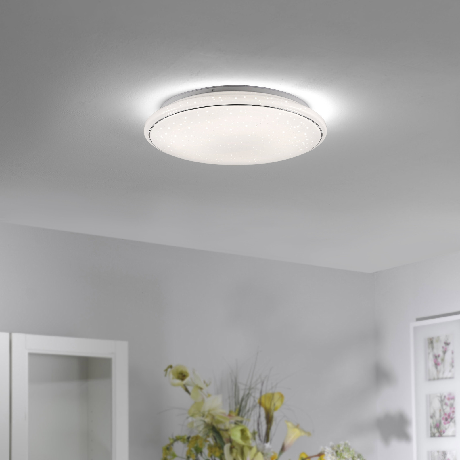 LED-Deckenleuchte - weiß - dimmbar - Sternenhimmeloptik