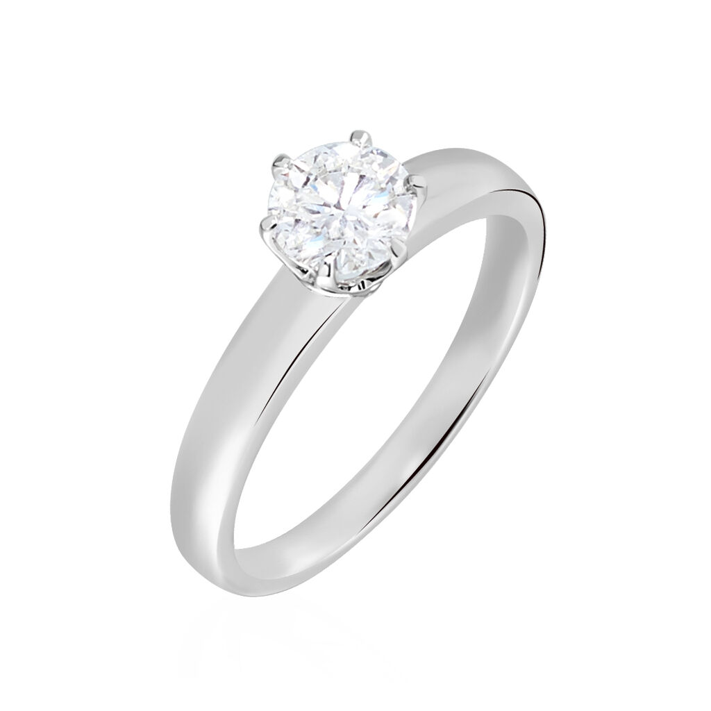 Bague Solitaire Natalia Or Blanc Diamant Synthetique