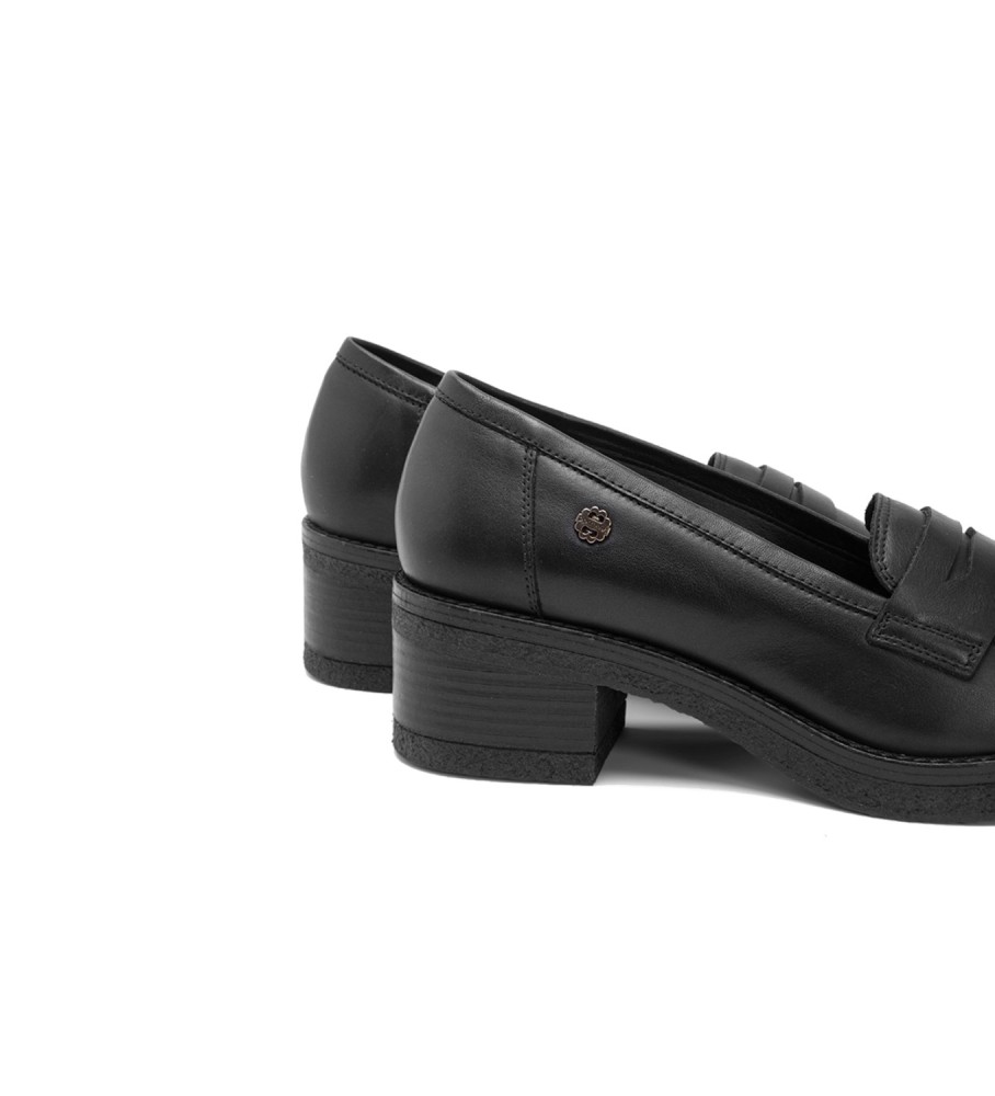 Mocassins Porronet Pandora em couro preto - Altura do salto: 5 cm -