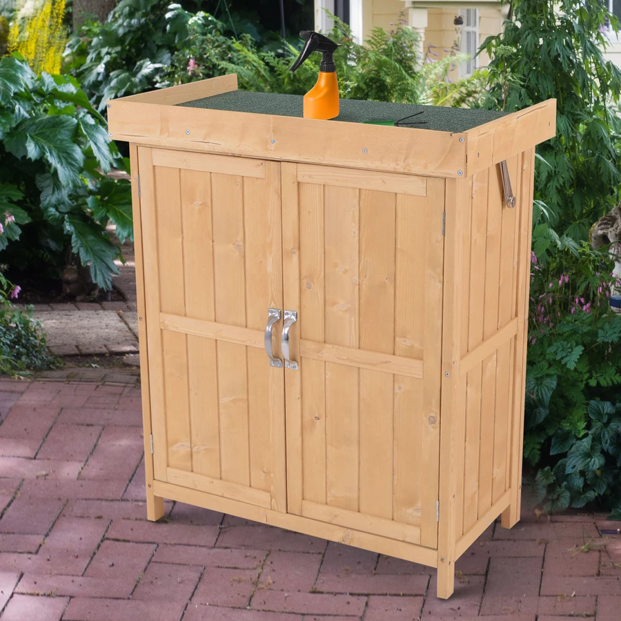 Outsunny Geräteschrank mit 2 Fächer natur