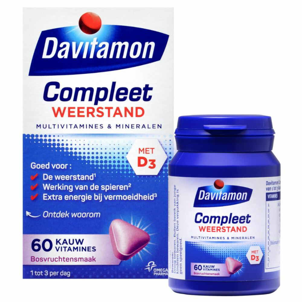 2x Davitamon Compleet Weerstand Bosvruchten60 kauwtabletten